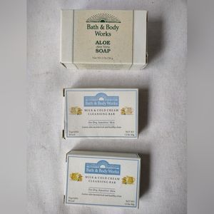 3 BATH & BODY WORKS ALOE SOAP COLD CREAM CLEANSING BARS NOS DISCONTINUED HTF